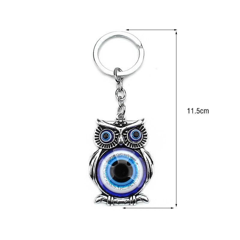 Product Introduction of Lucky Owl Greek Turkish Blue Evil Eye Key Chain Car Key Pendant Animal Fashion Keychain Holder 9