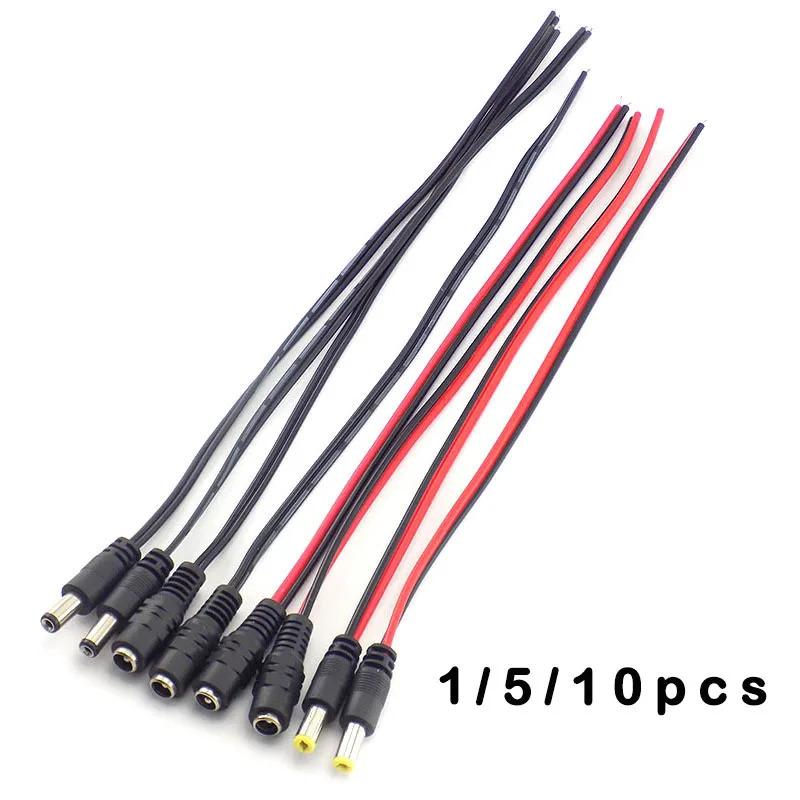 OhLinTek 1/5/10pcs 12V DC 5521 Male Female Connectors jack cable adapter plug power supply wire cord 5.5 x 2.1mm for LED Strip Light CCTV Camera 0