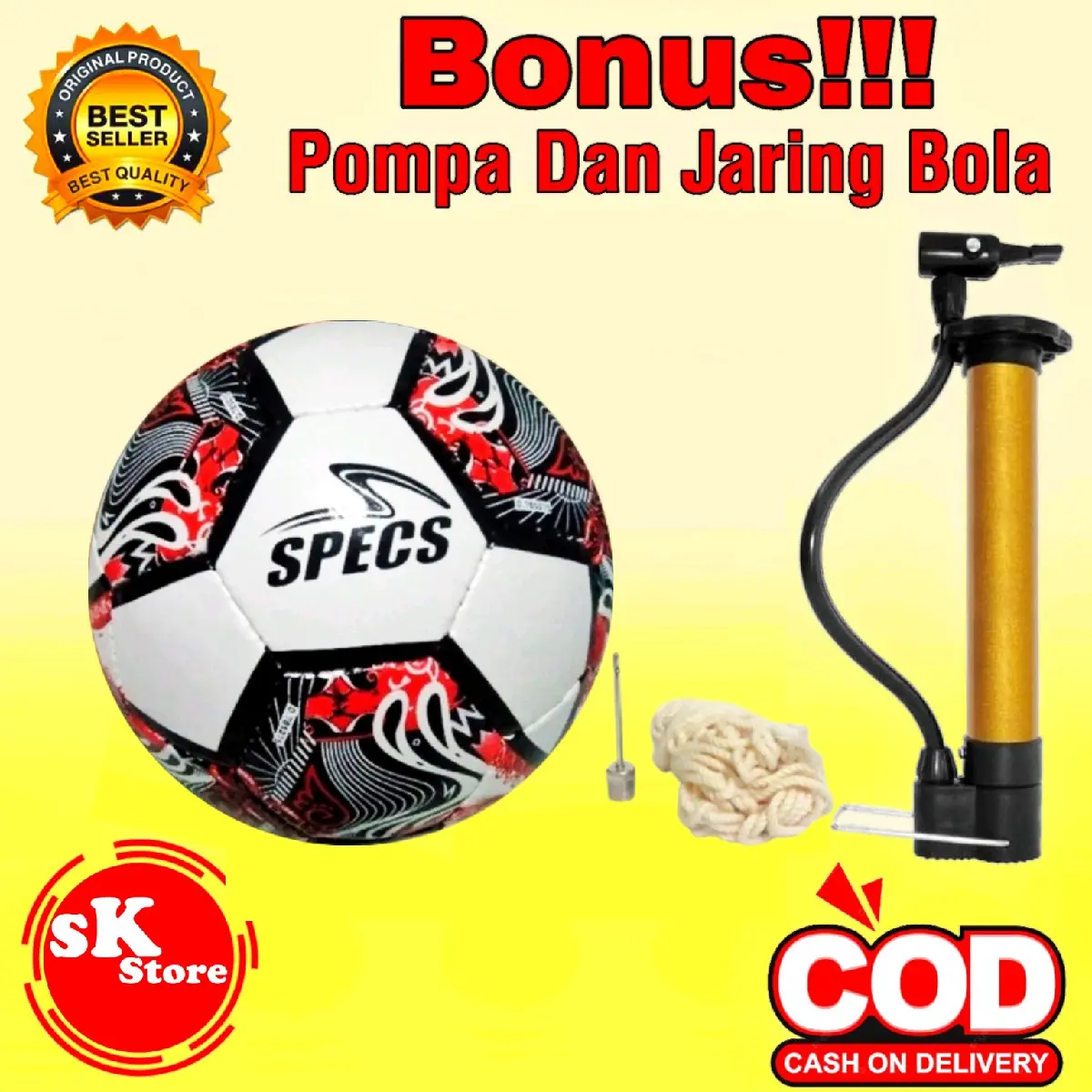 BOLA SEPAK/BOLA KAKI SPECS BATIK MERAH HITAM MURAH/TERLARIS/COD POMPA Ball Indoor Outdoor