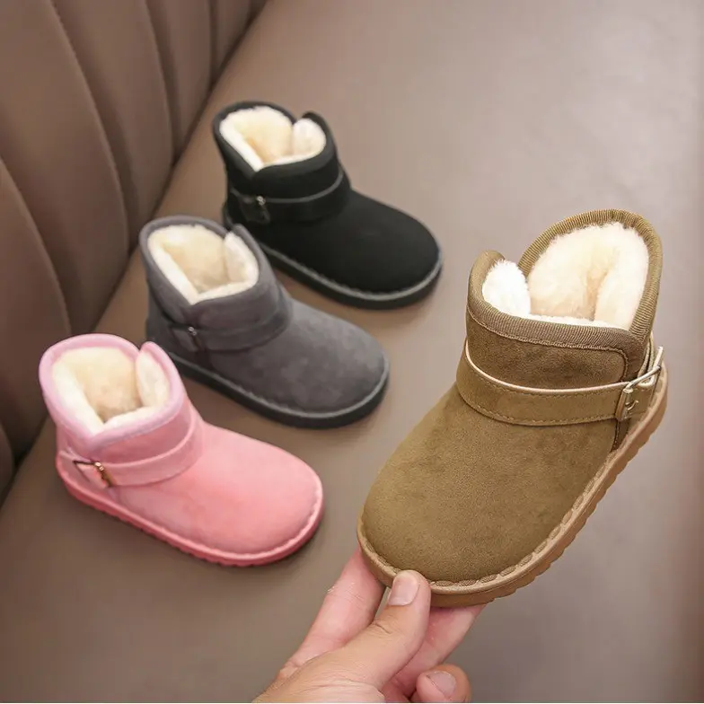 BUCKLE SUEDE KIDS WINTER THERMAL BOOTS SEPATU ANAK LAKI PEREMPUAN MUSIM DINGIN 0