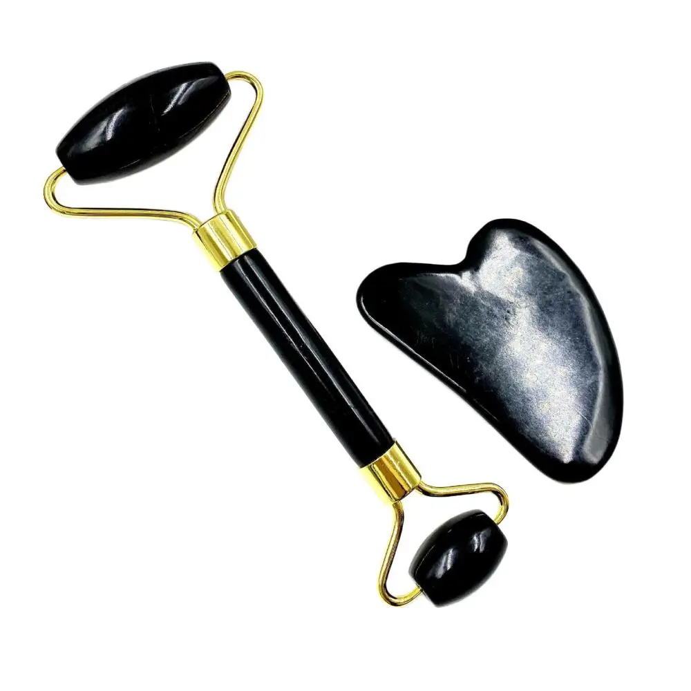 Jade Roller for Face and Gua Sha Set - Beauty Cosmetic Facial Skin Roller Massager Tool - Handcraft Natural Jade