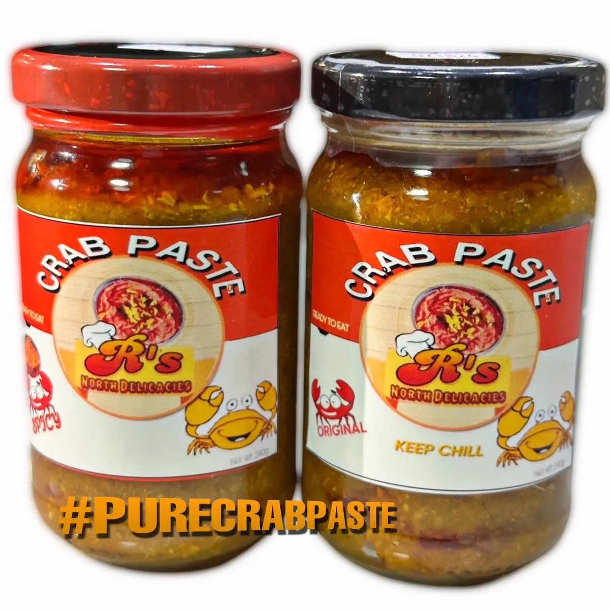 RSSHOPS Spicy or Original Pure CRAB PASTE Aligue 220ml Big Instant Food Jar