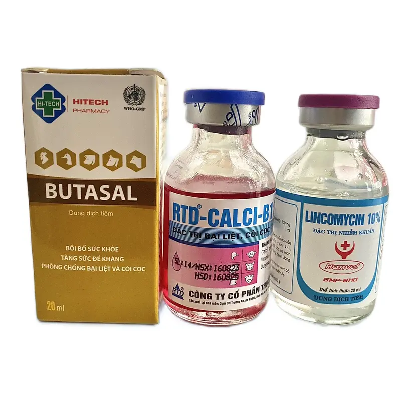 Bộ bại liệt gà đá, yếu chân ( 1 lọ butasal, 1 lọ canxi b12 và 1 lọ lincomycin 10%) 0