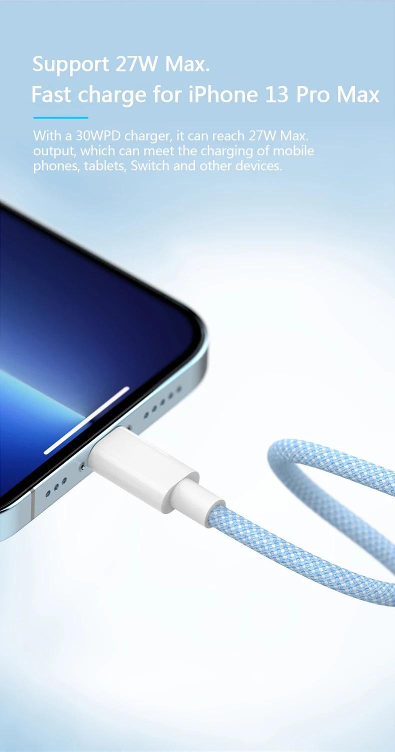 Product Introduction of Cáp USB PD 20W, 4 màu có sẵn, Tương thích với iPhone 14, 13, 12, Pro Max, 11 và iPad mini, Sạc nhanh Type C, Cáp dữ liệu USB C, Có sẵn trong 1m và 2m chiều dài 7