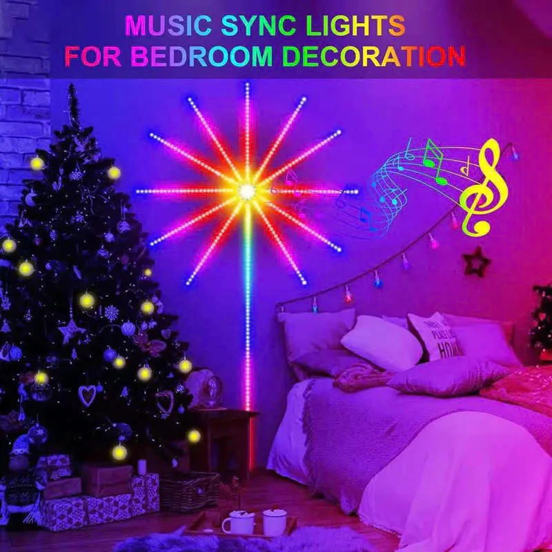 Dây Đèn LED Pháo Hoa 16 Màu Cảm Biến Theo Nhạc , Có Điều Khiển + APP Trên Điện Thoại trang trí tết 2025 1
