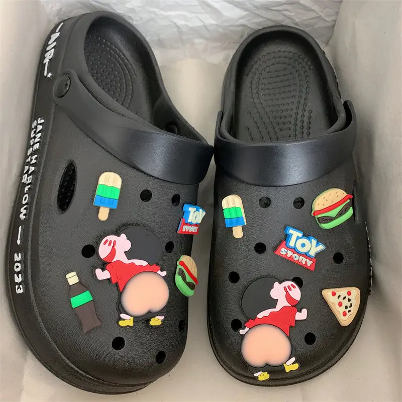 Guốc Crayon Shin-chan, Dành Cho Nam, Phong Cách Hoạt Hình Dễ Thương Ins, Ngoài Trời, Không Trơn Trượt, Đế Dày, Cao Cấp, Kiểu Bít Mũi, Dép, Thích Hợp Cho Mùa Hè, Năm 2023