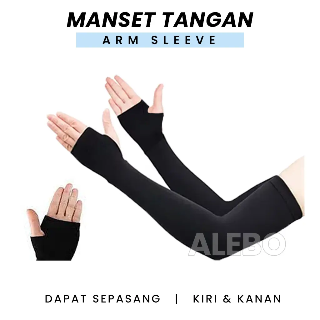 Manset Tangan Arm Sleeve Lubang Jari Baselayer Olahraga Hiking Climbing Futsal Bola Basket Volly Dewasa Uniseks