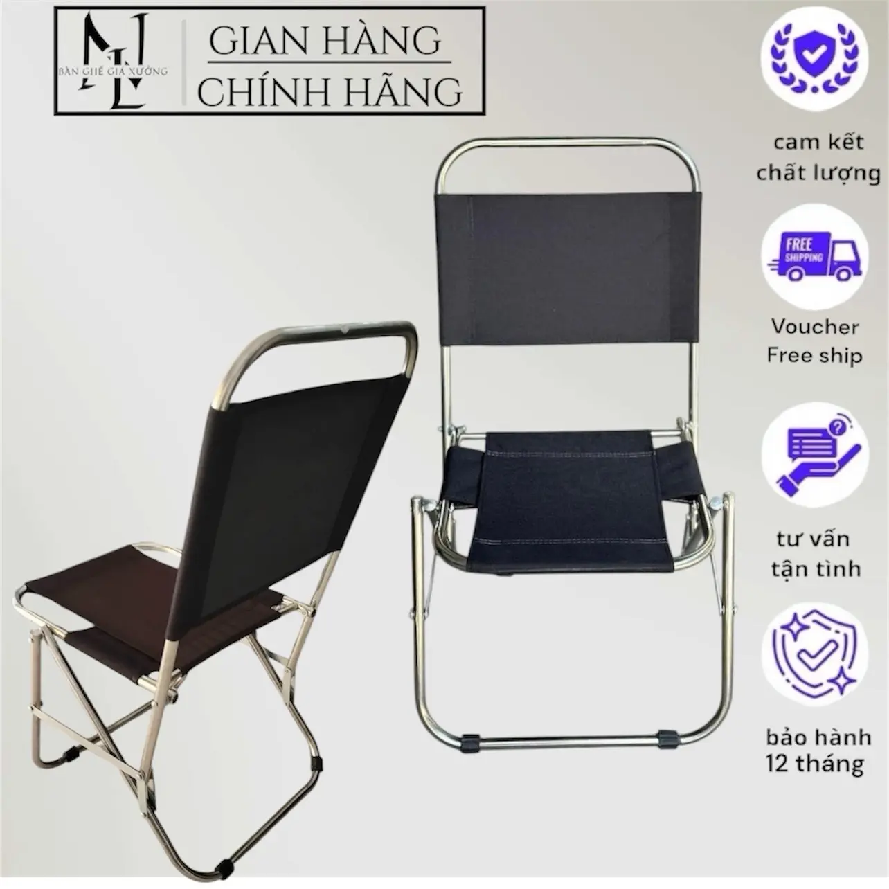 Ghế Inox Xếp Gọn Đi Câu Cá Dã Ngoại - Bi Nam