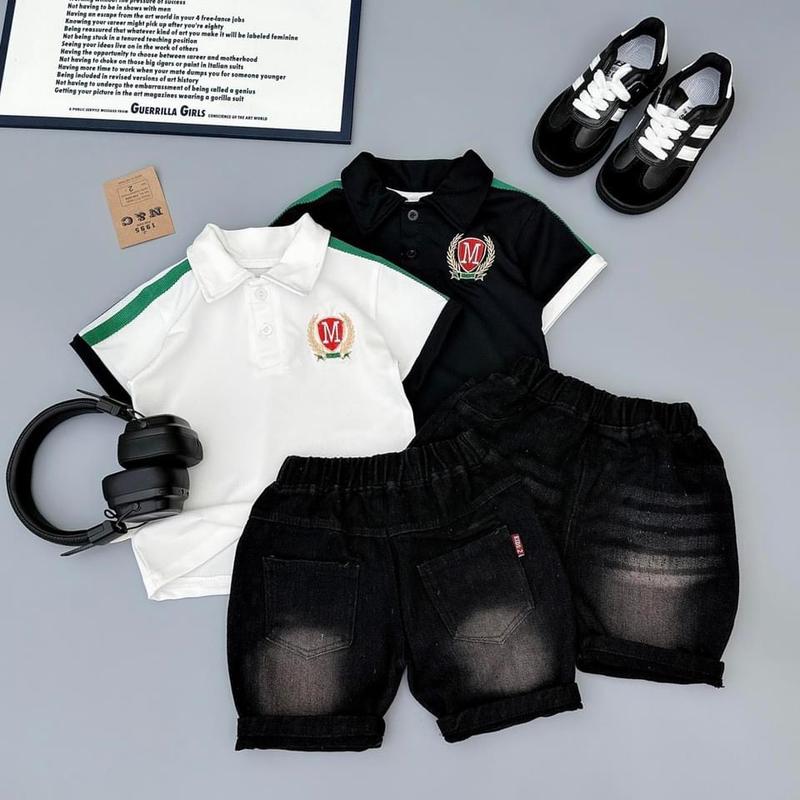  Bộ Polo bé trai chất cotton mềm thấm mồ hôi.  Quần Jean mềm co giãn 4 chiều  Size 7-27kg      Bé đi học đi chơi thôi nôi chụp ảnh dự tiệc... 