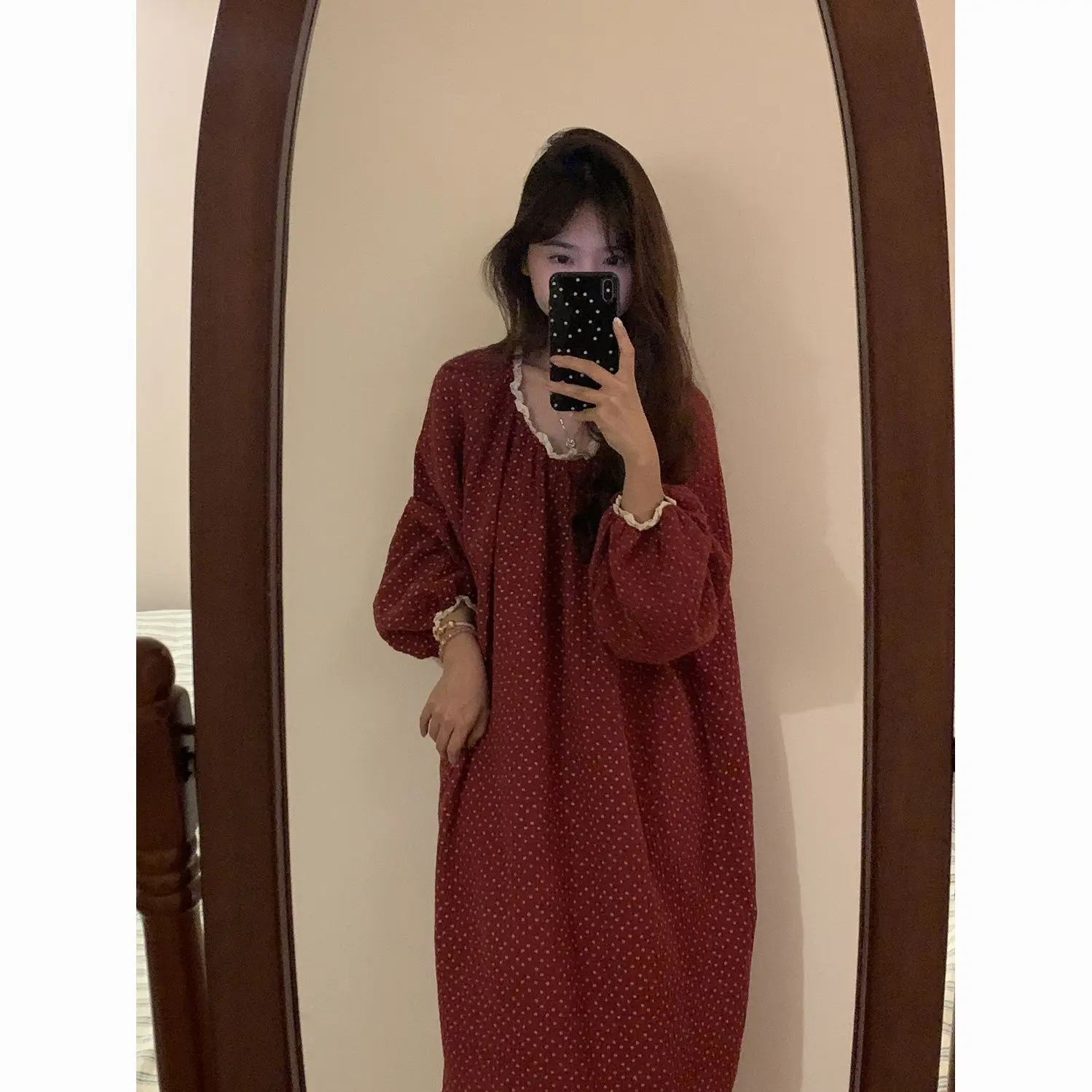 Đồ Ngủ Nữ, Phong Cách Cổ Điển Hoa Ngọt Ngào Mùa Xuân Và Mùa Thu, Hàng Mới Về, Ngoại Cỡ Cho Bé Gái, Váy Ngủ Dài Trung Bình Váy Mặc Nhà, Tuyệt Vời Làm Quà Tặng