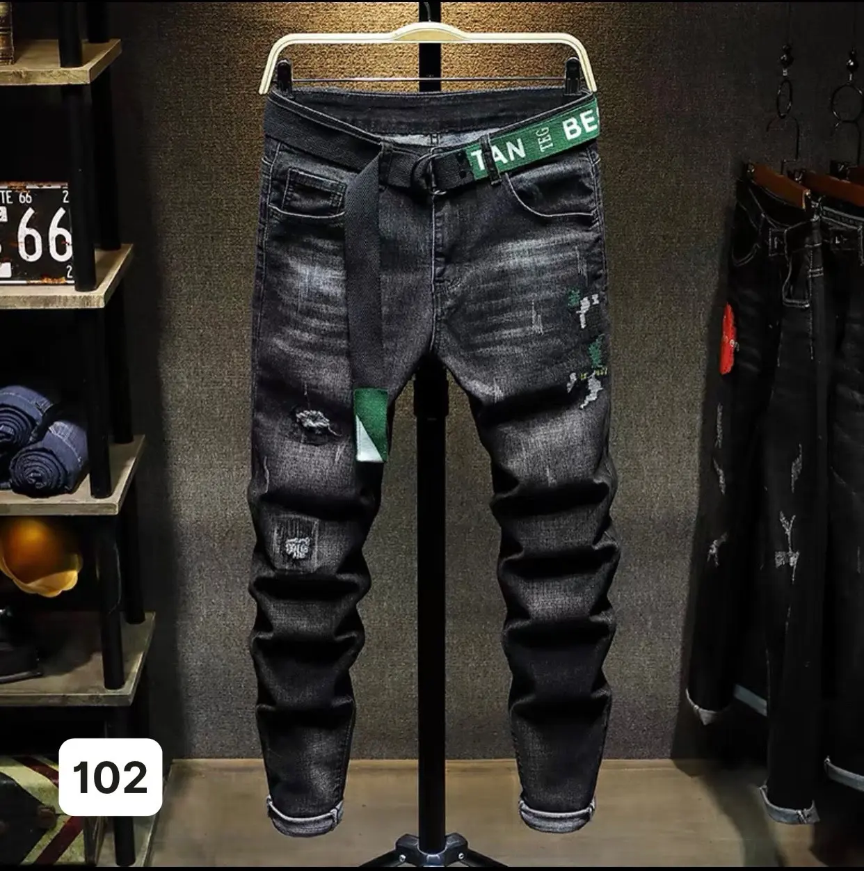 [ LQV] - MS 102 Quần Jeans Dài Nam chất liệu jean bò co giãn nhẹ phong cách hàn Menswear Pants Denim Có Túi Menswear Pants Lưng Cao