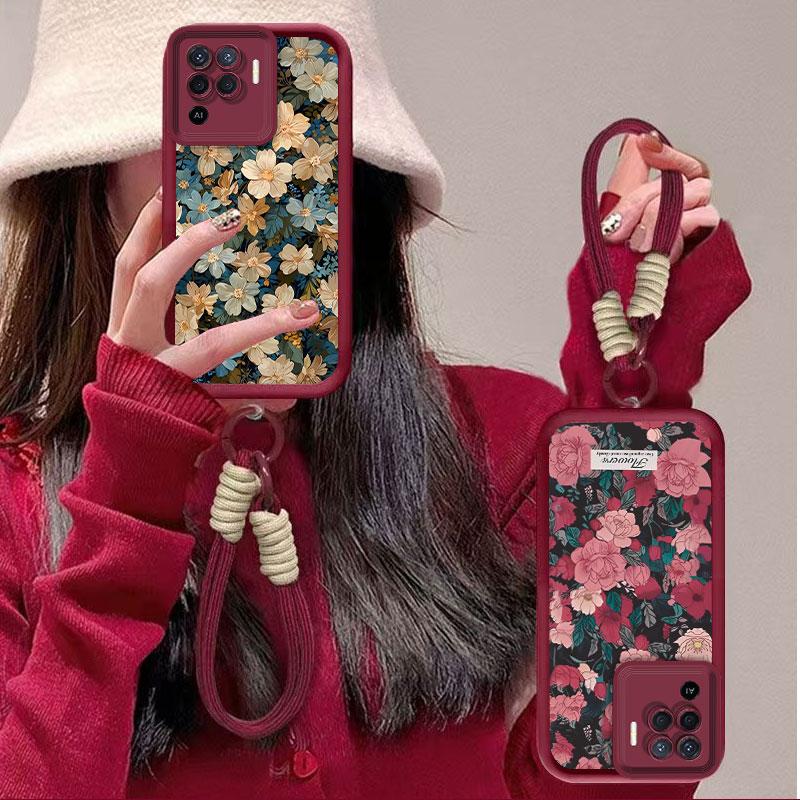 Ốp lưng điện thoại dây treo hoa phong cách cổ điển, phù hợp cho OPPO F19 Pro,…