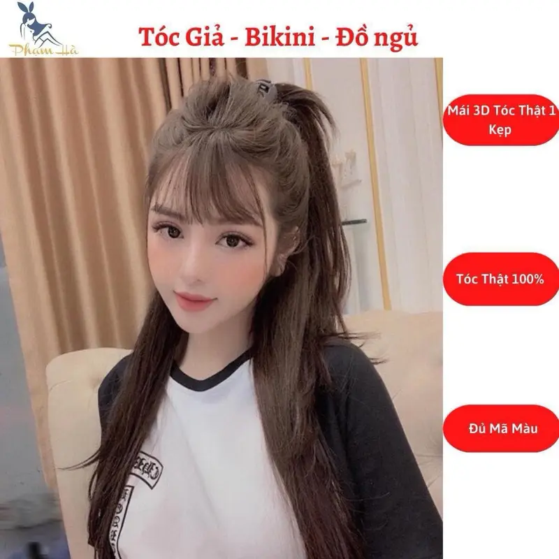 {Giảm 50k} Mái 3D Tóc Thật Dệt Tay , Tóc Mái Hàn Quốc Che Bạc , Mái Siêu Cấp Tóc Phạm Phạm Hà 1