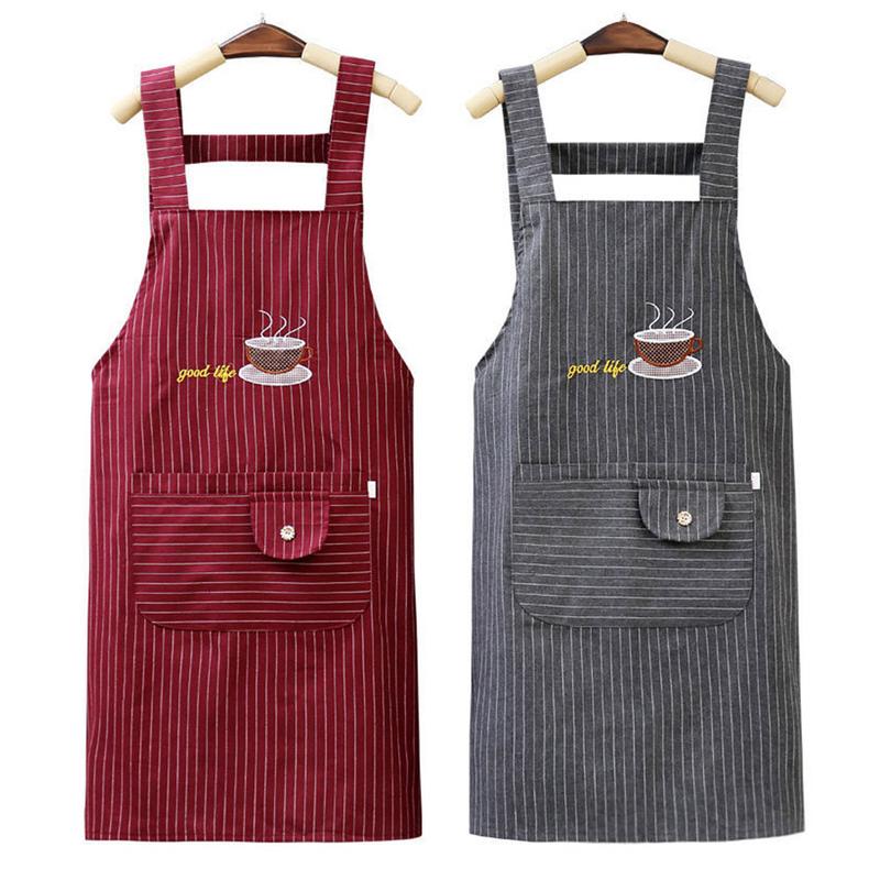 Product Introduction of CS Cute Cotton Kitchen Apron Household Oil-Proof Coffee Chef Hand Wipe Apron With Big Pocket Women Baking BBQ Accessories #434354 51