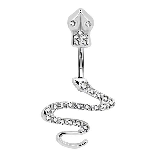 Product Introduction of Khuyên Rốn, Thiết Kế Hình Rắn Độc Đáo, Zircon Dát Đá Nhỏ, Chất Liệu Thép Không Gỉ, Phong Cách Đơn Giản, Trang Sức Xỏ Lỗ Rốn 14