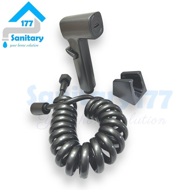 Jet shower bidet abu grey 15AT-semprotan kloset closed telepon on off kotak minimalis geser gun metal washer spray Plastik 2
