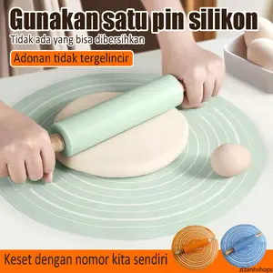 Set Peralatan Memanggang & Memasak Premium: Rolling Pin Kayu 30cm, Loyang Anti Lengket 20cm, Silikon Baking Mat 40x60cm, Pastry Mat 50x70cm, Oven Thermometer 50-250°C & Aksesoris Dapur Lengkap untuk Pencuci Makanan