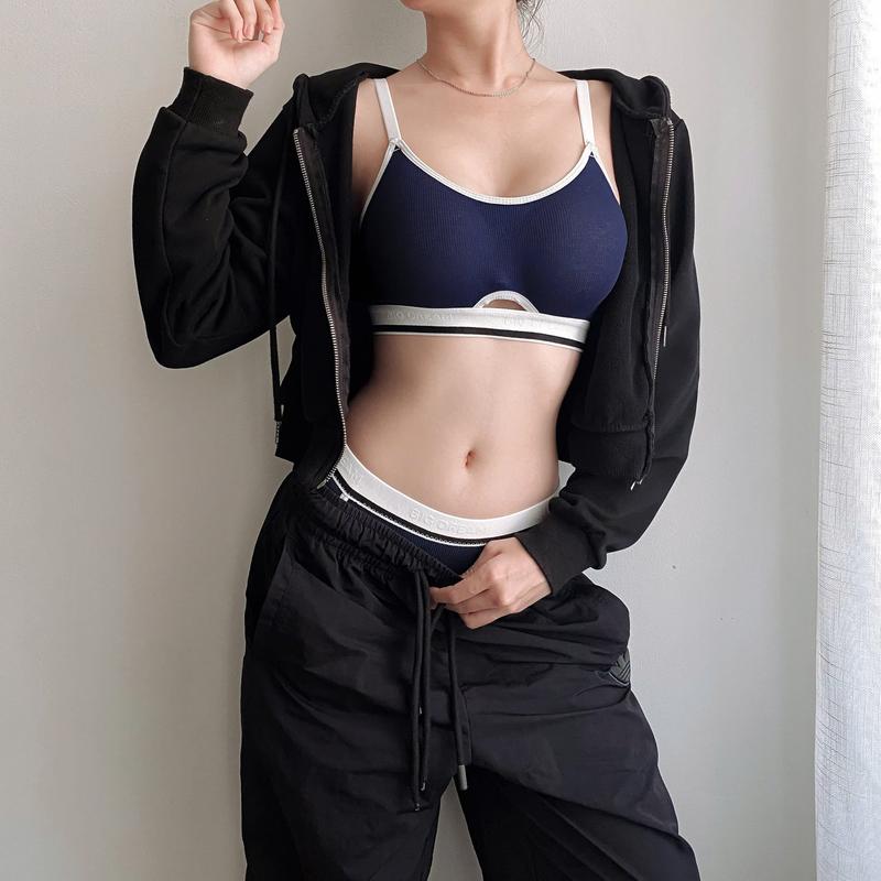 Set Bra Thể Thao Thun Tăm Bo Viền Cao Cấp Bộ Đồ Tập Gym Tập Yoga Thoải Mái 5640 KGE (Tặng Quần freesize vòng 3 < 90cm) Sport Chạy Bộ Tập Thể Dục