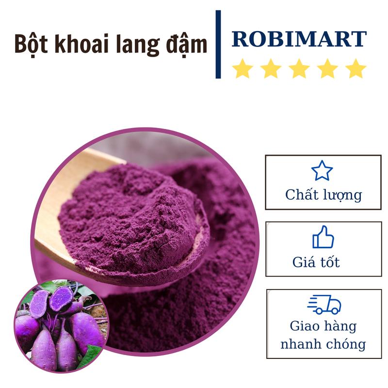 Bột khoai lang tím đậm sấy khô nguyên chất Robi nấu ăn, làm bánh - gói 20g, 50g, 100g
