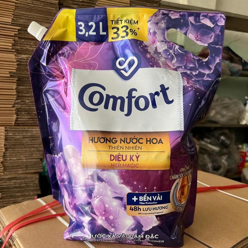  Xả comfort túi 3.1L 3,2L mầu tím hương nước hoa thiên nhiên  Bao bì tuỳ lô nhập hàng  