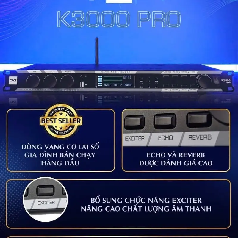 CavS Vang Cơ K3000 Pro - Thiết Kế Độc Quyền Bluetooth 5.0 & 5 Chế Độ Chống Hư Rít Feedback - Sản Phẩm Karaoke Gia Đình Quốc Dân Nhất & Hay Nhất 1