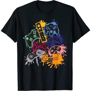 Camiseta negra con diseño abstracto 2D – estilo urbano alternativo, ideal para hombre y mujerEYDE Control All The Things - playera de control de videojuegos, Negro, X-Large