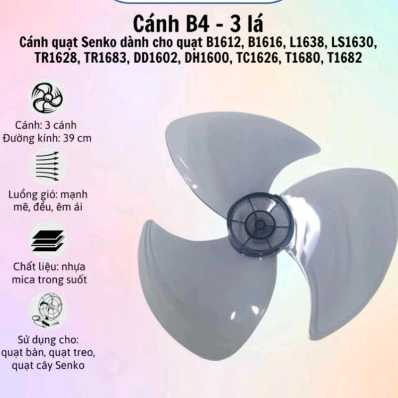 Cánh quạt senko B4 đường kính 38cm loại đẹp CHÍNH HÃNG cánh theo quạt