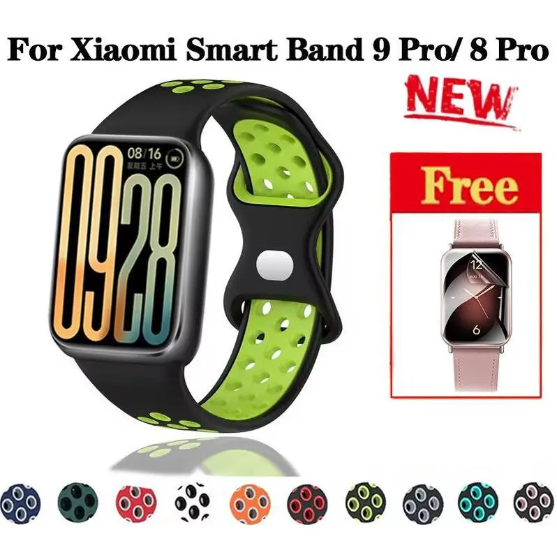Dây đeo silicone dành cho Đồng Hồ thông minh Xiaomi Smart Band 9 Pro và Xiaomi Band 8 Pro Dây đeo đồng Đồng Hồ Dây đeo vòng đeo tay thay thế Phong cách thể thao 0