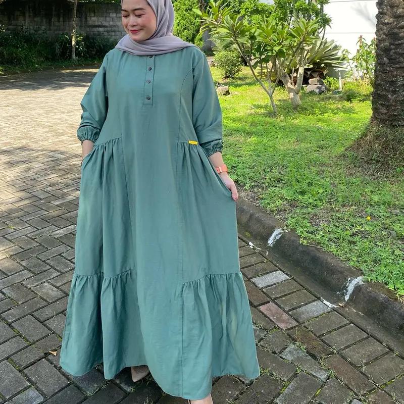 GAMIS WANITA GITA REMPEL LONG DRESS KATUN POLO LINEN PREMIUM LD120 4