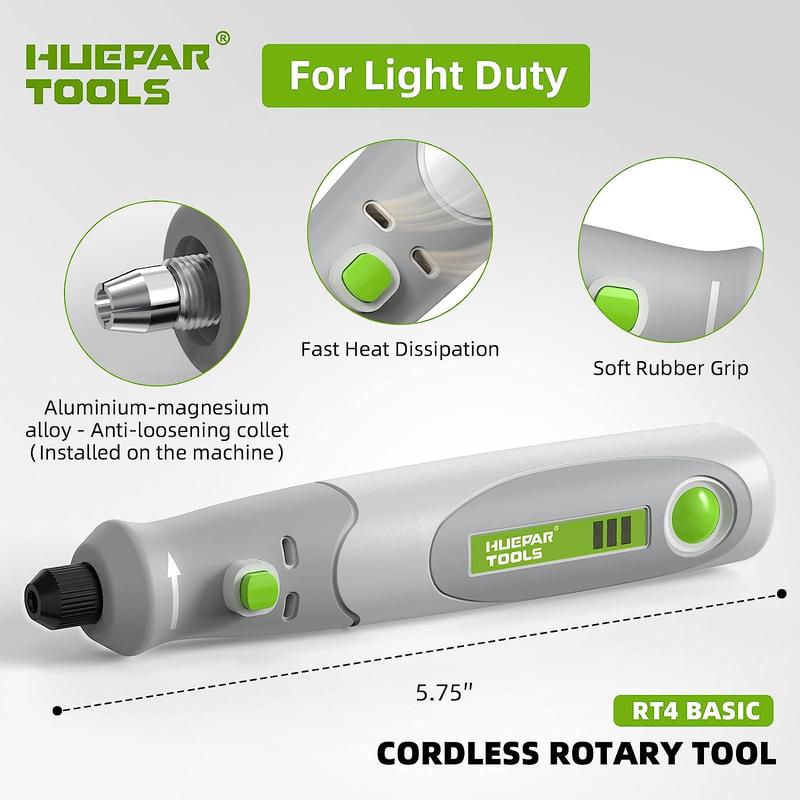 Product Introduction of Electric Drill Die Grinder Engraver Polisher with 4V Mini Cordless Rotary Tools Set Kit For Huepar tools RT4-basic 15000RPM 13