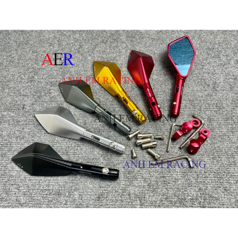 Gương Kính chiếu hậu 5 cạnh Rizoma nhôm CNC gắn thông dụng các dòng xe Tặng phụ kiện