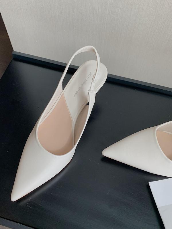 Women's Solid Color Stiletto Heels, Elegant Pointed Toe Slingback Pumps for Work Office, Fashionable Slip on Shoes for Banquet & Wedding Party 3