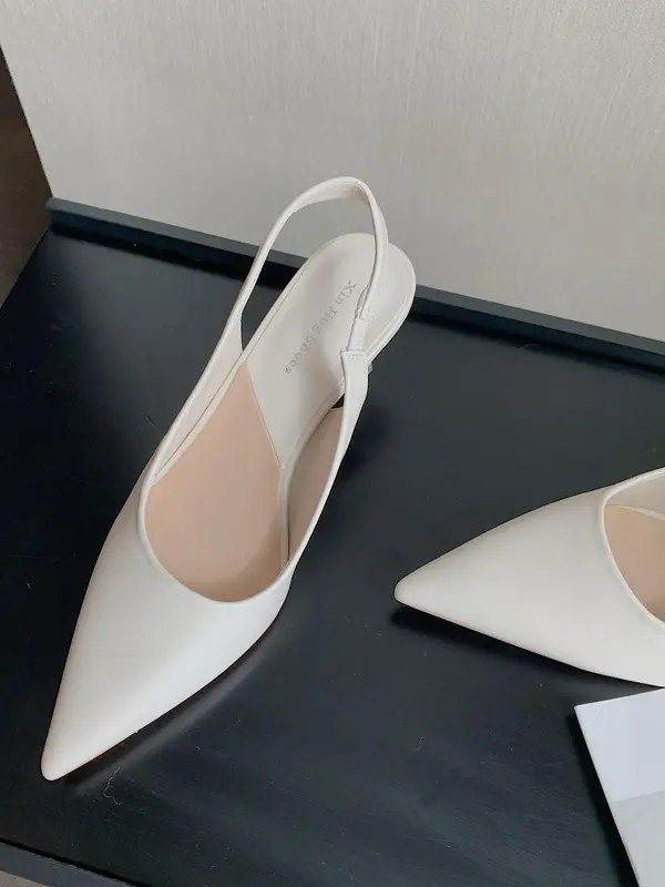 Women's Solid Color Stiletto Heels, Elegant Pointed Toe Slingback Pumps for Work Office, Fashionable Slip on Shoes for Banquet & Wedding Party 3