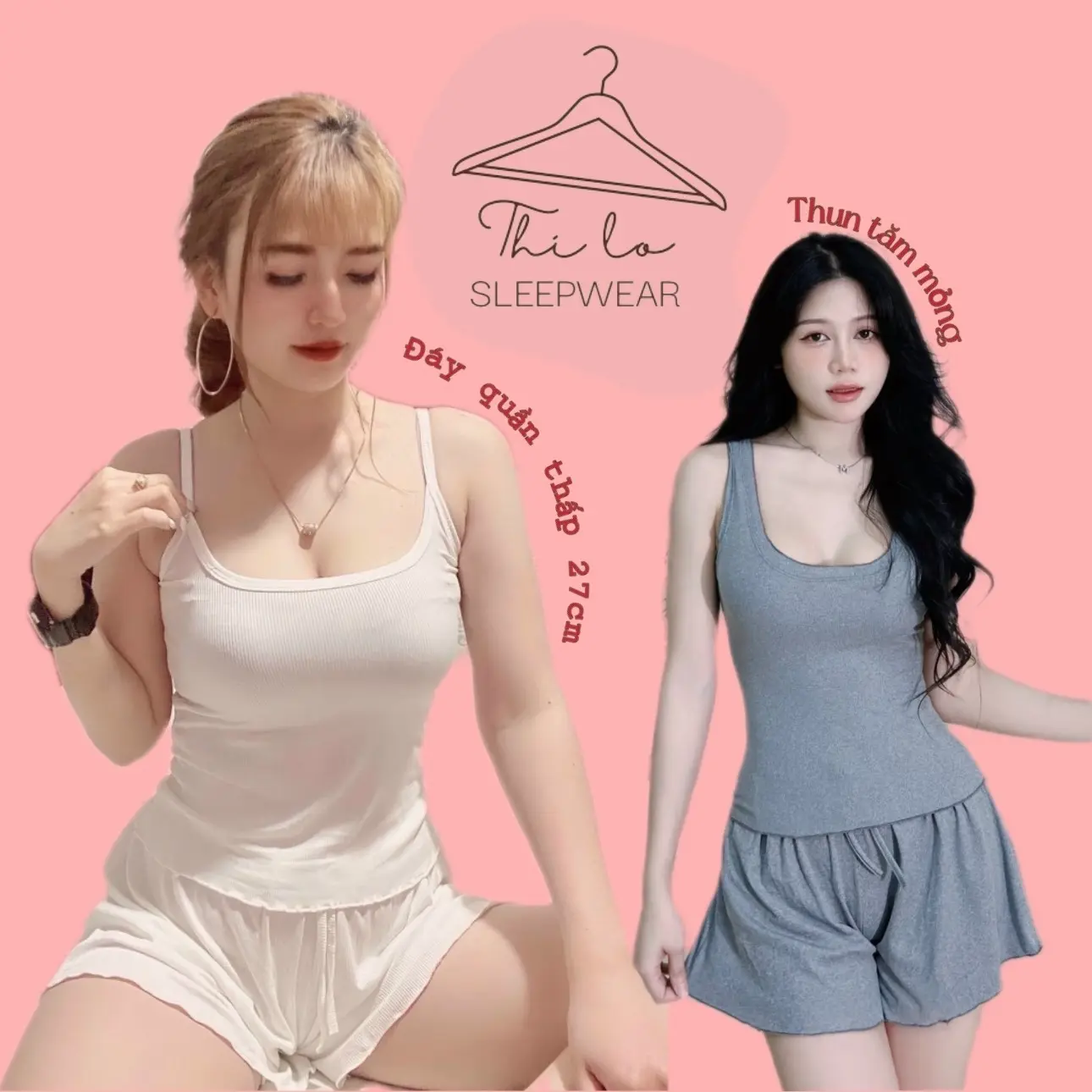 [B02]Bộ ngủ thun tăm cổ vuông quần dáng xòe nhẹ Trơn  Đen Nhung Tim Nữ