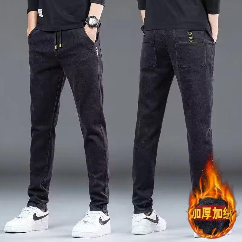 Product Introduction of Quần Dài Jean Dày Lót Lông Cừu Mùa Đông, Dành Cho Nam Giới, Kiểu Hàn Quốc, Cắt Thẳng, Mỏng Vừa Vặn, Bó Sát, Co Giãn, Dễ Phối Đồ, Quần Mỏng, Thời Trang Ins 1