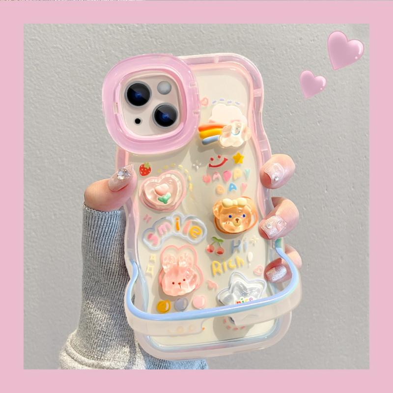 Ốp Điện Thoại Có Giá Đỡ Kép Ghế Dài Đa Năng Hình Búp Bê Đám Mây Gradient Cho iPhone 15 14 13 12 11 Pro Max XR X XS Max Ốp Lưng Trong Suốt Chống Sốc Phụ Kiện Case Kem