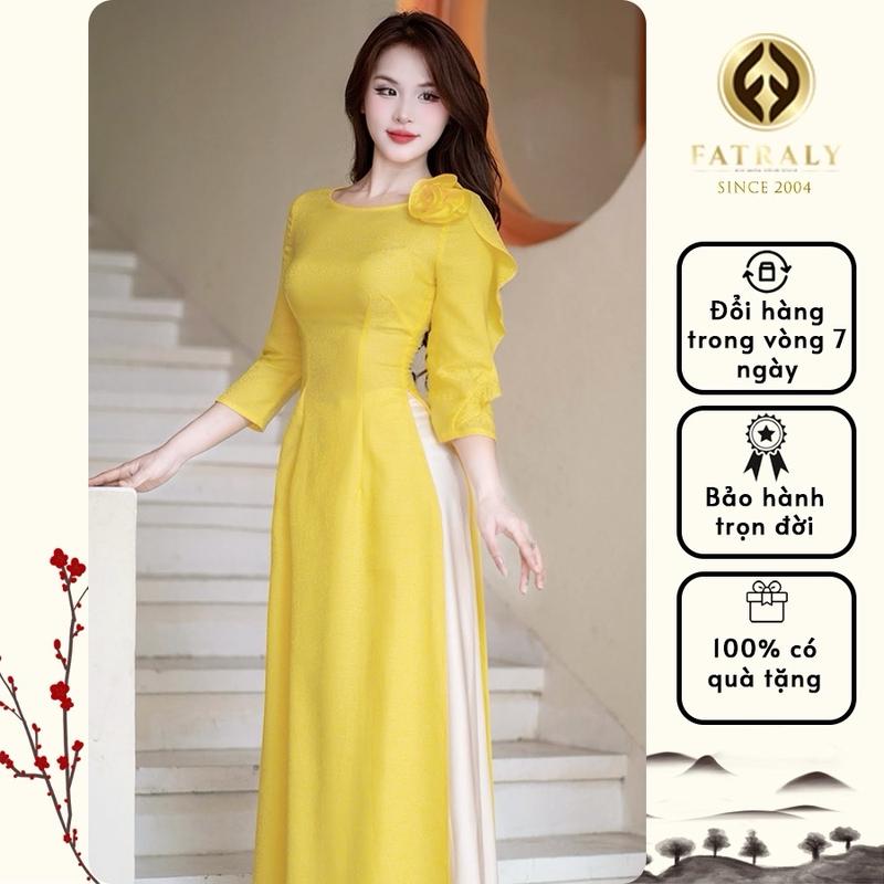 Fatraly - ADTK48 - Áo dài nữ vải gấm Thái Tuấn với thiết kế cực xinh