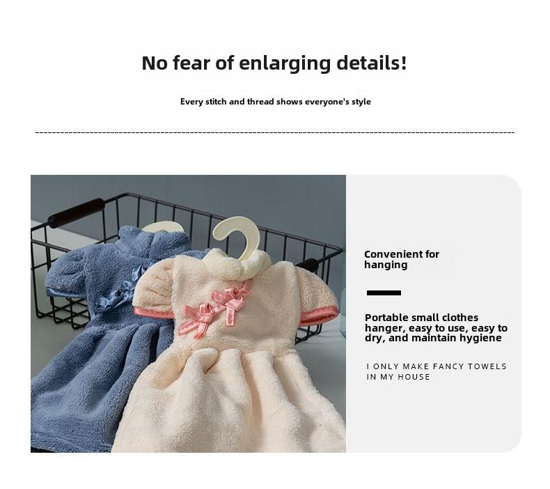 Product Introduction of Cute Princess Dress Hand Towel Kitchen Hand Towel Thickened Absorbent Coral Fleece Rag Handkerchief 4