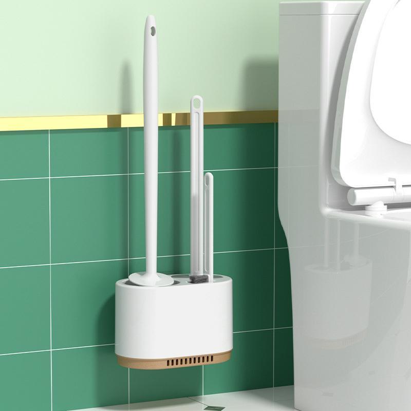 Product Introduction of Wall Mounted Toilet Brush Set, 1 Set Including Toilet Brush & Holder & Plunger, Household Bathroom Cleaning Tool Set 2