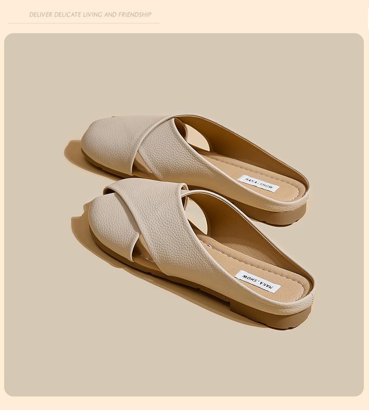 Product Introduction of French Style Closed Toe Slippers for Girls Summer Outdoor Walking Shoes 2024 New Fashion All-Matching Women's Flat Sandals walking shoes footwear girl comfort Parent Knee 18
