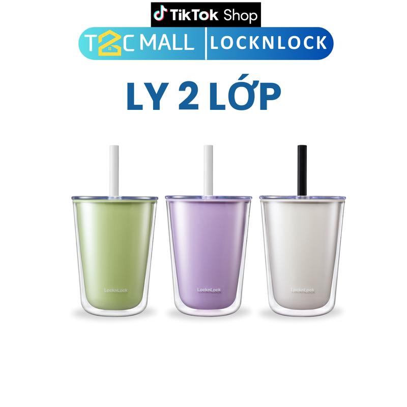 Ly Nhựa 2 Lớp LocknLock 720ML Có Ống Hút, Cốc Nhựa Có Nắp, Cốc Uống Nước Cute, Cốc Trà Sữa, Ống Hút To Hút Được Trân Châu, Ly Cách Nhiệt Có 3 Màu Pastel Xanh Mint, Tím, Ngà IVY, Hàng Chính Hãng HAP529 - T2C Mall