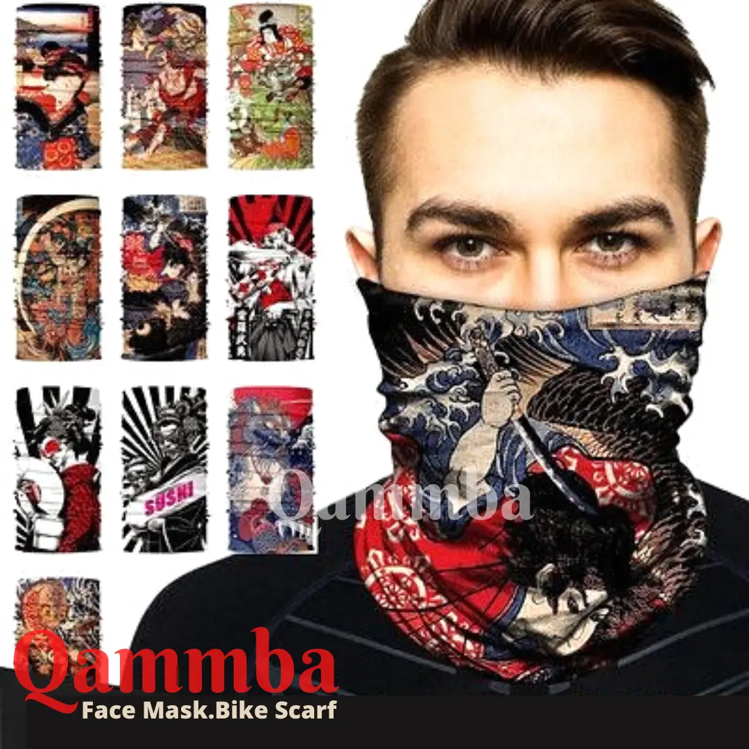 QAMMBA - 6 pcs Buff Multifungsi Anti UV Motif / Face Mask Random Motif / Bikers Scarf Seamless Kain Masker