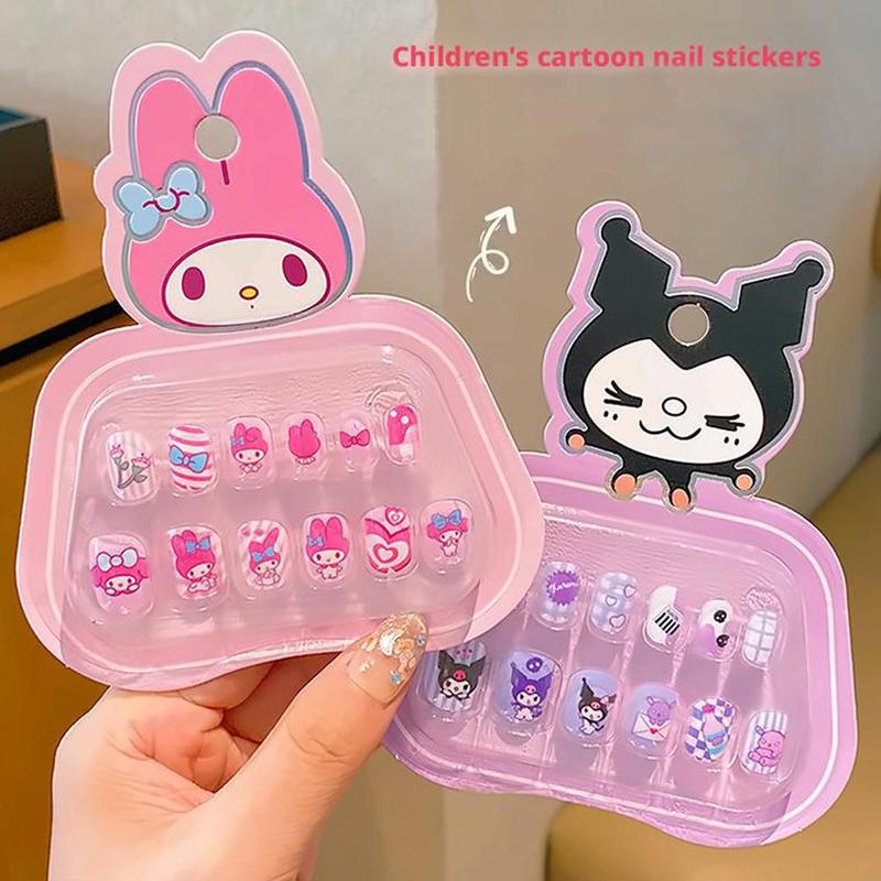 Product Introduction of Kids Wearing Nails Safe Non-Toxic Little Girl Cute Waterproof Manicure Patch Children Kuγomi Cartoon Nail Stickers 23