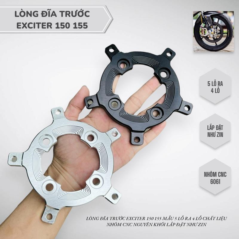 Lòng đĩa EXCITER 150 155 đĩa trước 5 lỗ ra 4 lỗ chất liệu nhôm cnc dể lắp ráp dể sử dụng Phụ Kiện Phụ Tùng