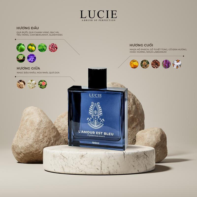LUCIE Perfume- Nước hoa Nam L'AMOUS EST BLEU 100ml hương thơm Sang Trọng, Quyền lực lưu hương dài lâu