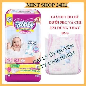miếng lót bobby NB 108+6 cho bé dưới 1 tháng và chị em dùng thay băng vệ sinh Mền bỉm bobby miếng lót thay bỉm bobby băng vệ sinh