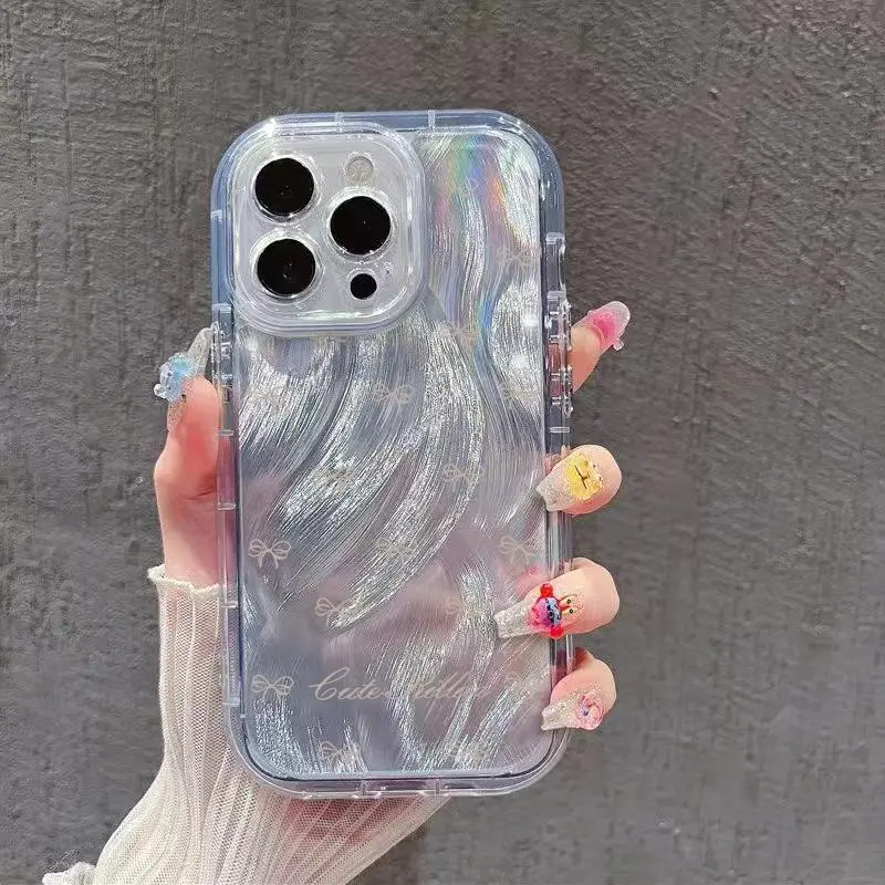 Cute Bow Pattern Phone Case, Fashionable Phone Protector Cover, Shockproof Phone Protective Case Compatible with iPhone 15 14 13 12, Casing