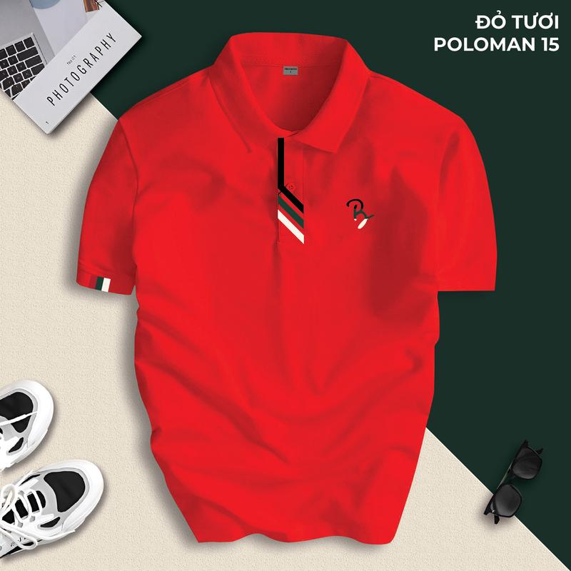Áo polo Poloman 15 Đỏ tươi cổ bẻ nhiều màu BASIC ICY vải cá sấu sang trọng, lịch lãm, thoáng mát Menswear Shirt - MANTINO