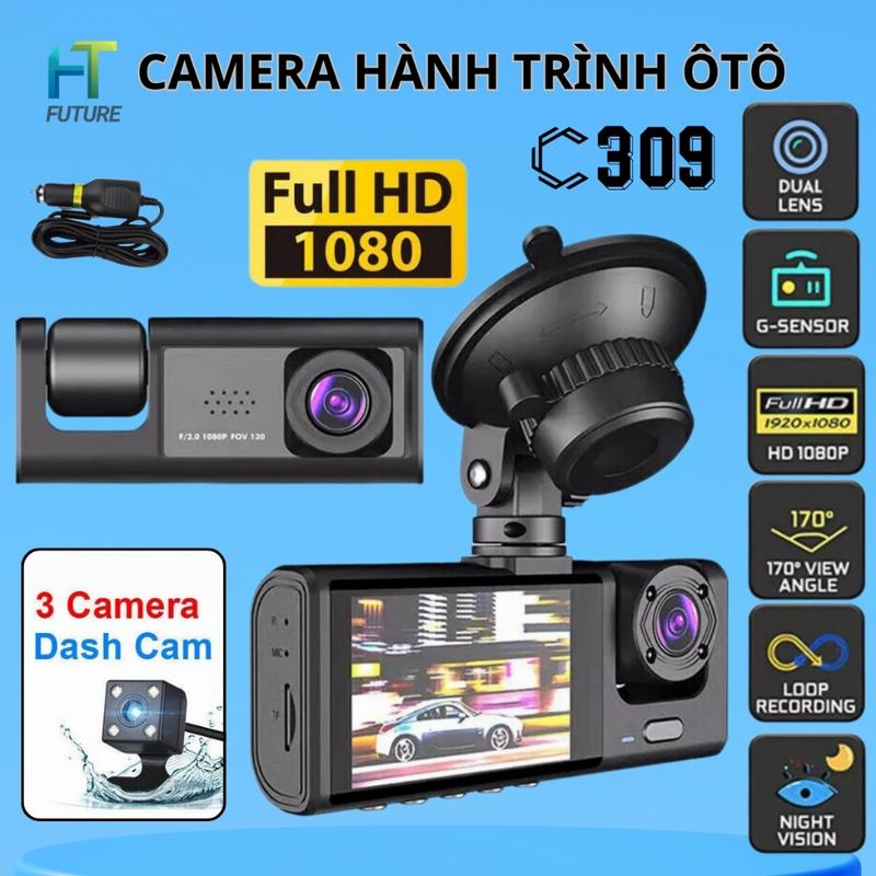  Camera Hành Trình Ô Tô C309 Ba Mắt Camera FullHD1080 Ghi Hình Đồng Thời,Lắp Đặt Dễ Dàng,BH 1 Năm twistex  dashcam 