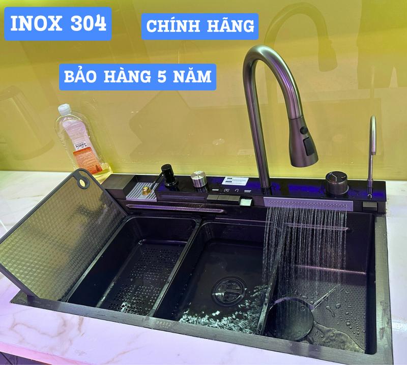 Chậu rửa Chén Bát 5 phím đa chức năng inox 304 đèn led hiển thị nhiệt độ chaurua bat1ho